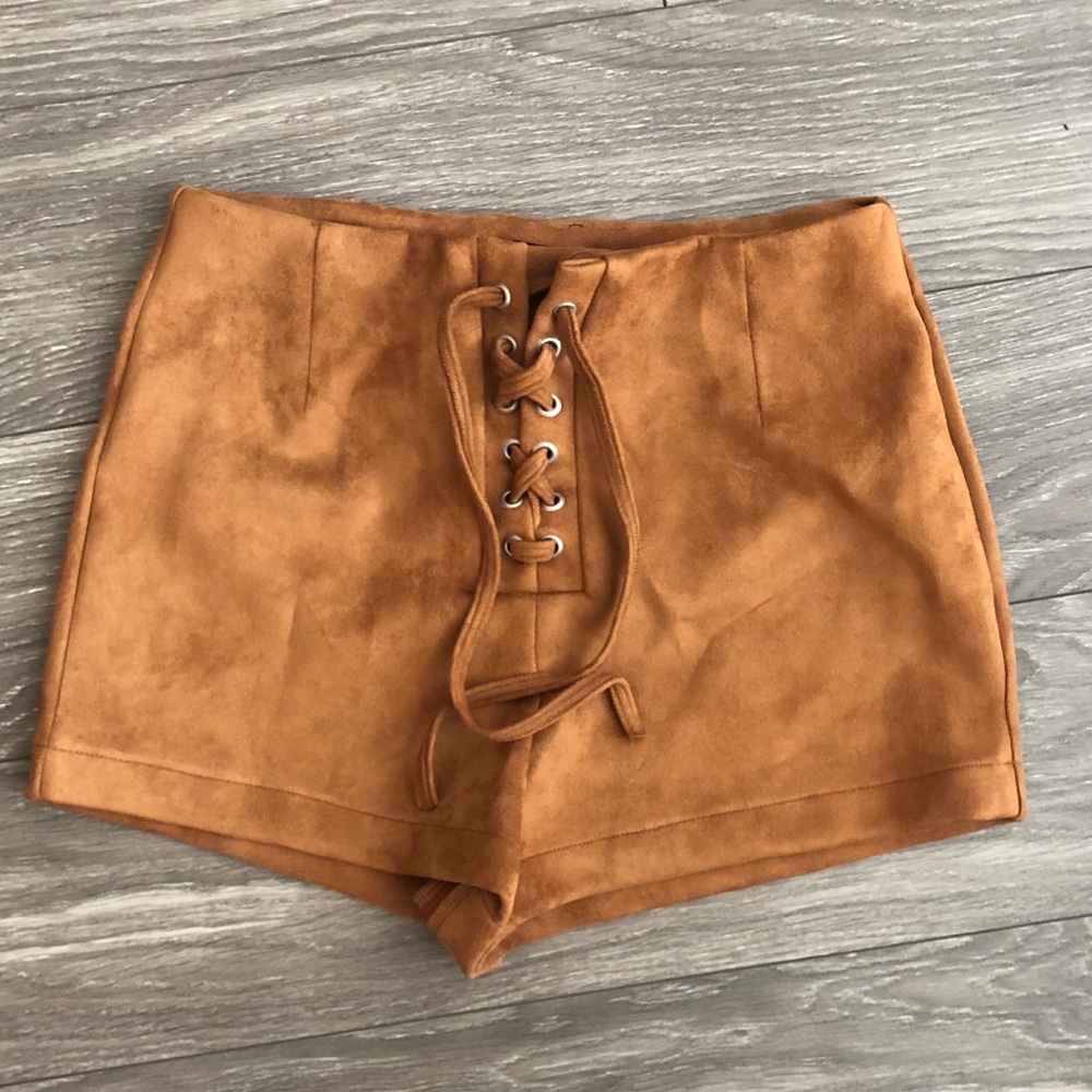 NWT High Waist Faux Suede Lace Up Shorts